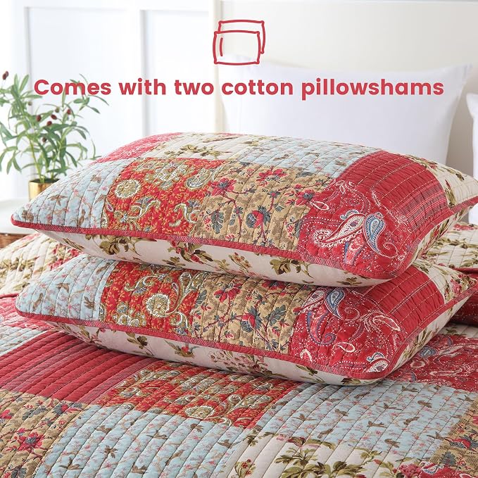 Secgo King Size Comforter Set- 100% Cotton Quilt King Size Set, Sage bedspreads - Image 5