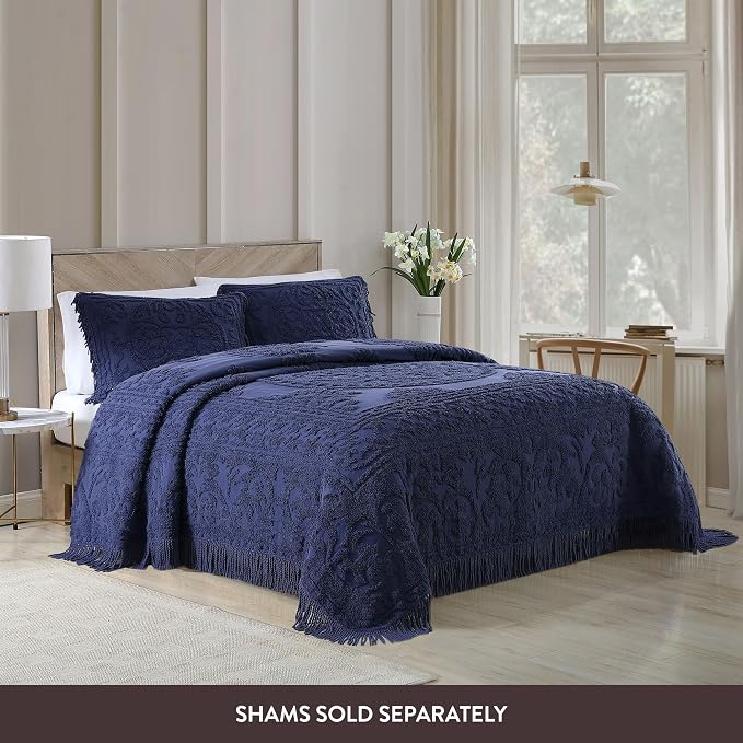 Beatrice Home Fashions Medallion Full Cotton Chenille Bedspread, cozy plush - Image 3