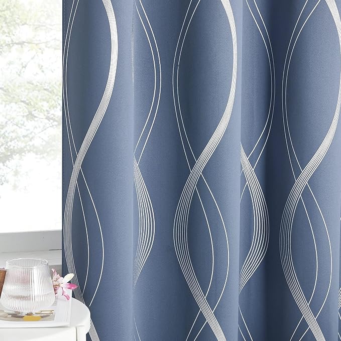 NICETOWN Stone Blue Decorative Curtains Blackout 84 inch Length | - Image 7