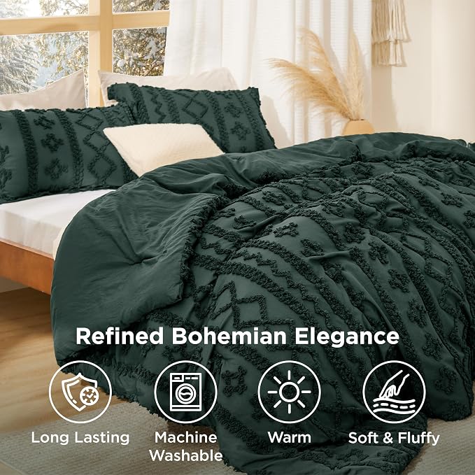 Bedsure Tufted Boho Comforter Set Twin Size - Image 4