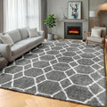 5x7 Area Rugs for Living Room Bedroom, Fluffy Grey and White Faux Fur Bedside by ONASAR