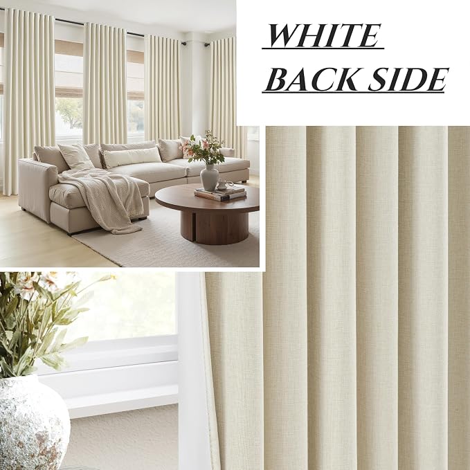 Cute Blackout Curtains 60 Inches Extra Wide Linen 84 Inch Length - Image 7