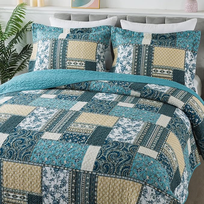 BEDIFANY Farmhouse Queen Size Quilt Sets, 100% Cotton Cover Queen Coverlet | - Image 2