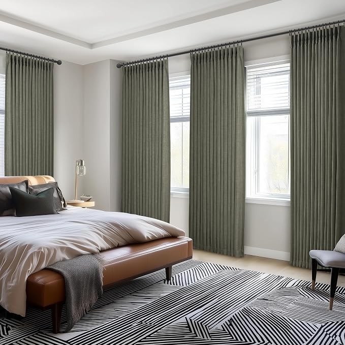 100% Blackout Greenish Gray Curtains 90 Inches Long - Image 8
