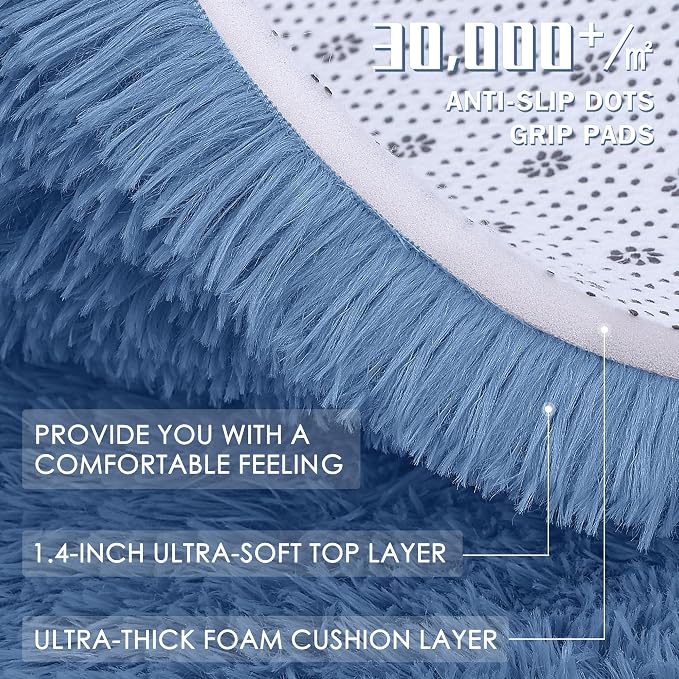 OLANLY 3x5 Machine Washable Small Bedside Rug, Soft Fluffy Shaggy Rugs - Image 8