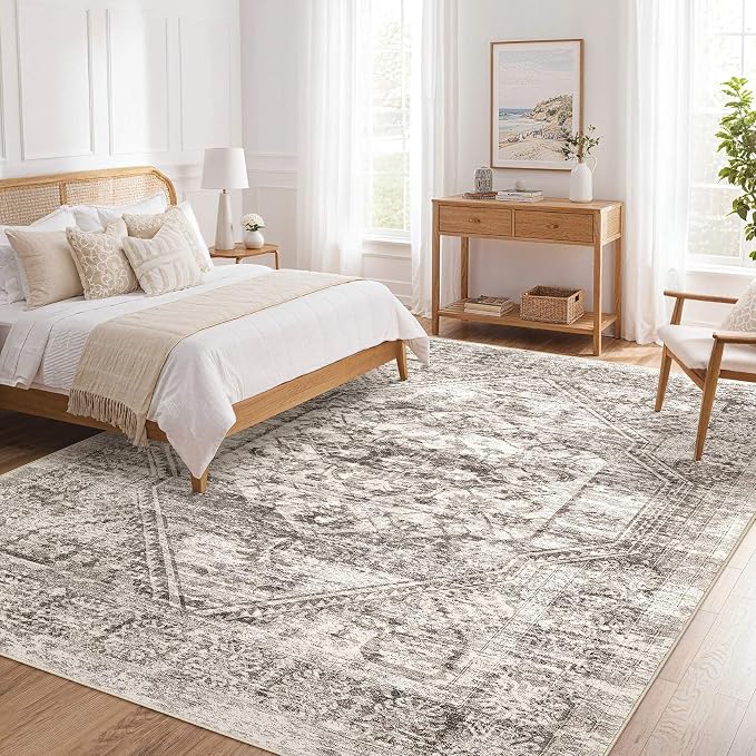 cotiled 6x9 Area Rug for Living Room, Traditional, Distressed Brown - Image 8