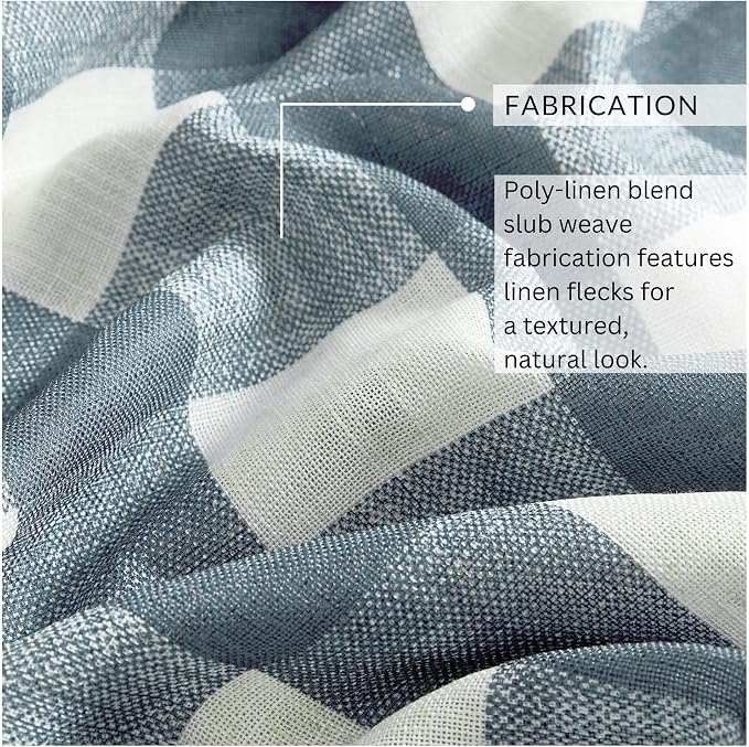 Grainger Buffalo Check Blackout Window Curtain, Chambray - Image 5