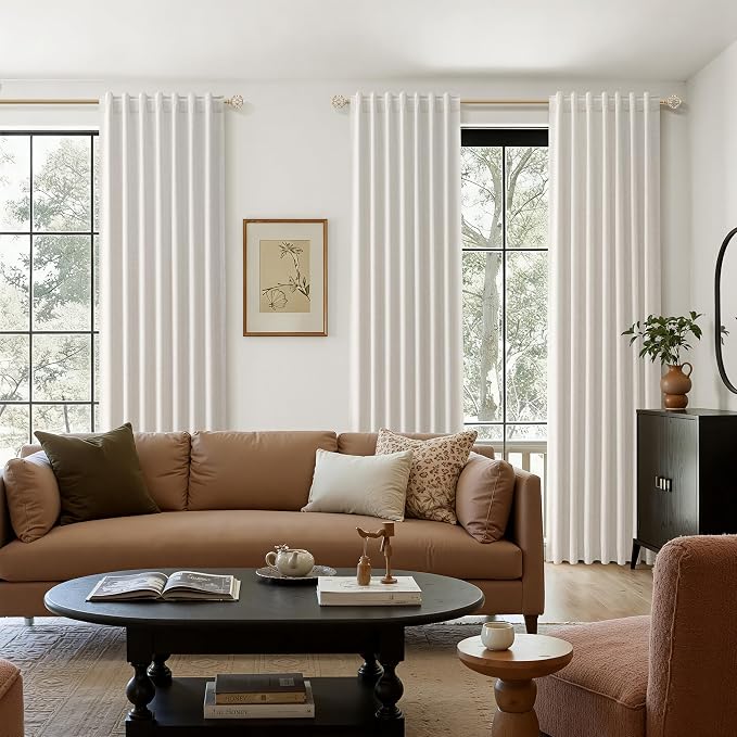 Light Beige Linen 100% Blackout Curtains 96 Inches Long Floor to Ceiling Drapes - Image 8