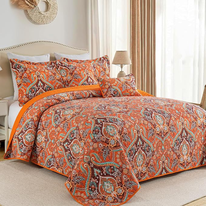 VAPUTAR 100% Cotton Face Quilts Queen Size, Queen Quilt Bedding Set | Bohemian - Image 2