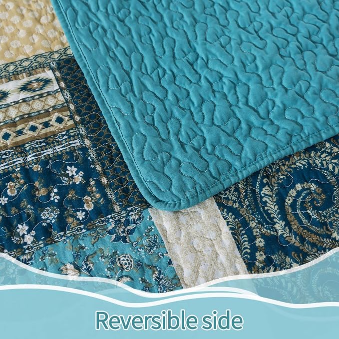 BEDIFANY 100% Cotton Cover King Size Quilt Set, Lightweight Bedspread King | - Image 9