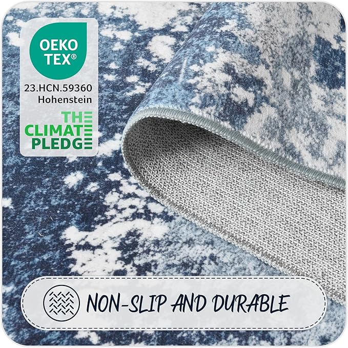 2x5 Blue Washable Kitchen Runner Rugs - Image 6