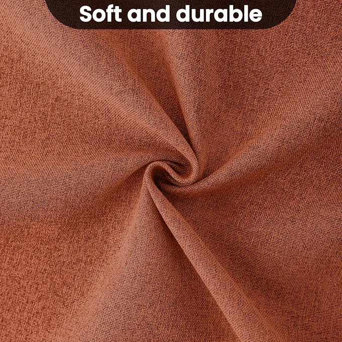 COSVIYA 100% Blackout Burnt Orange Linen Curtains & Drapes 84 Inch Length | - Image 7