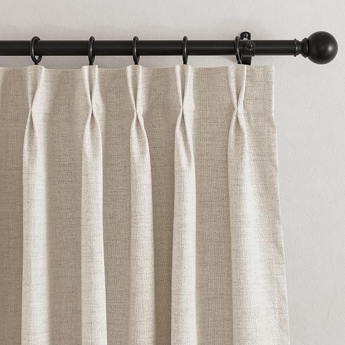 RYB HOME Linen Textured 100% Blackout Curtains Pinch Pleated & Back Tab Drapes - Image 2
