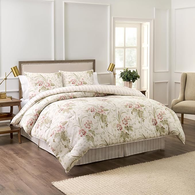 Waverly Stonington 4-Piece 100% Cotton Comforter Set – Full/Queen Ivory by Waverly