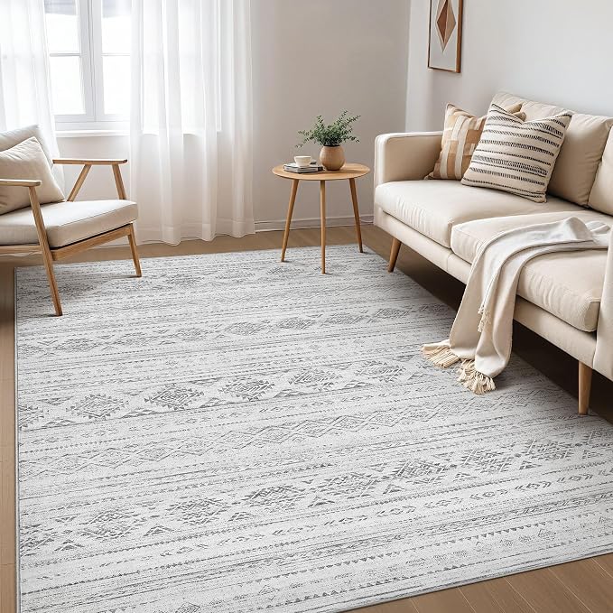 Nakagishi Boho 5x7 Area Rug Living Room Rugs Machine Washable Dark Gray | Soft by NakagishiAreaRug