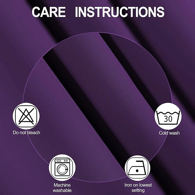 100% Blackout Curtains 52 x 95 Inch/Purple Curtains 2 Panels - Image 5