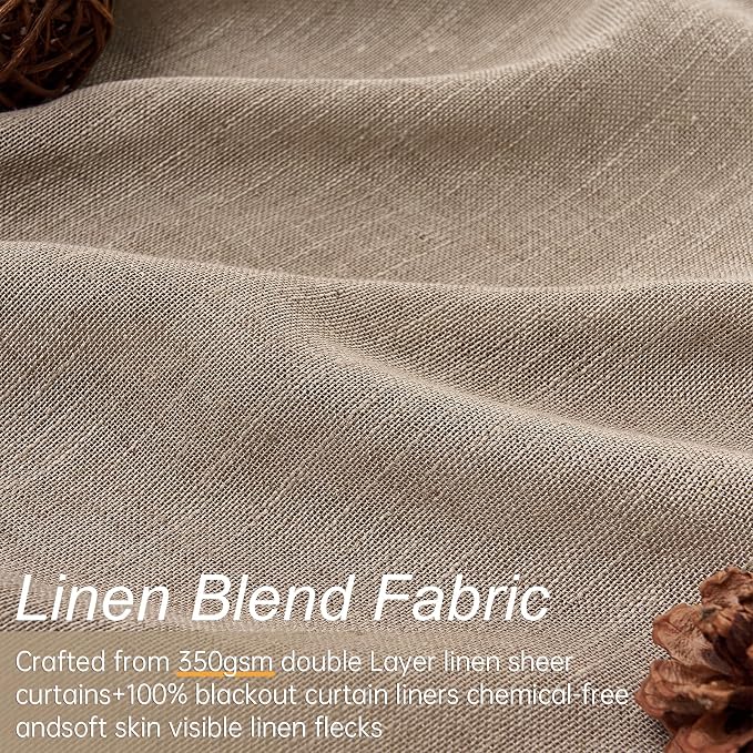 Topfinel 100 Inches Long Linen Blackout Curtains, Floor to Ceiling Pinch - Image 6