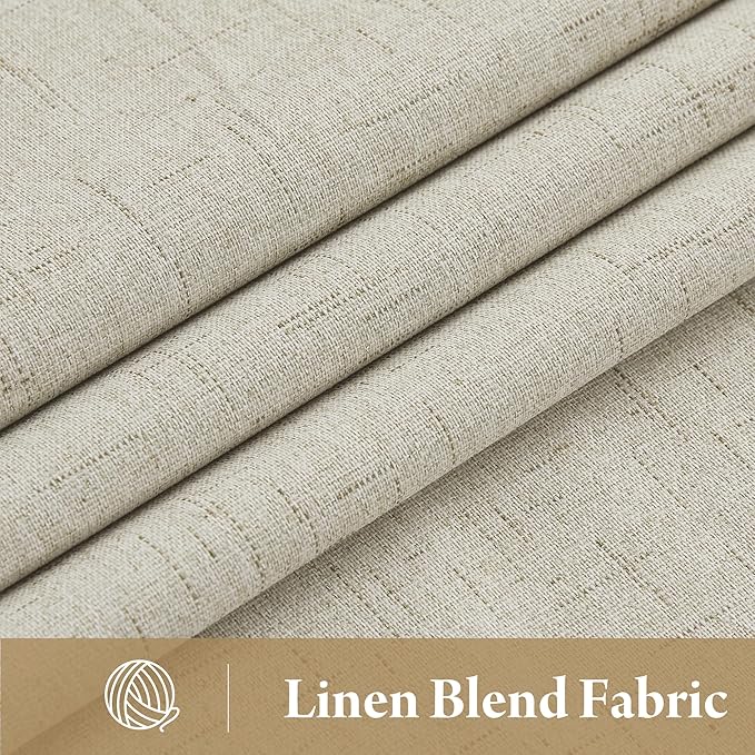 RYB HOME Blackout Curtains 108 inches Long, Thermal Insulated Natural Linen - Image 2