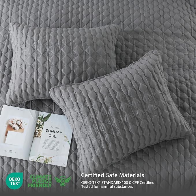 WDCOZY Dark Grey Quilt Twin Size Bedding Sets - Image 6