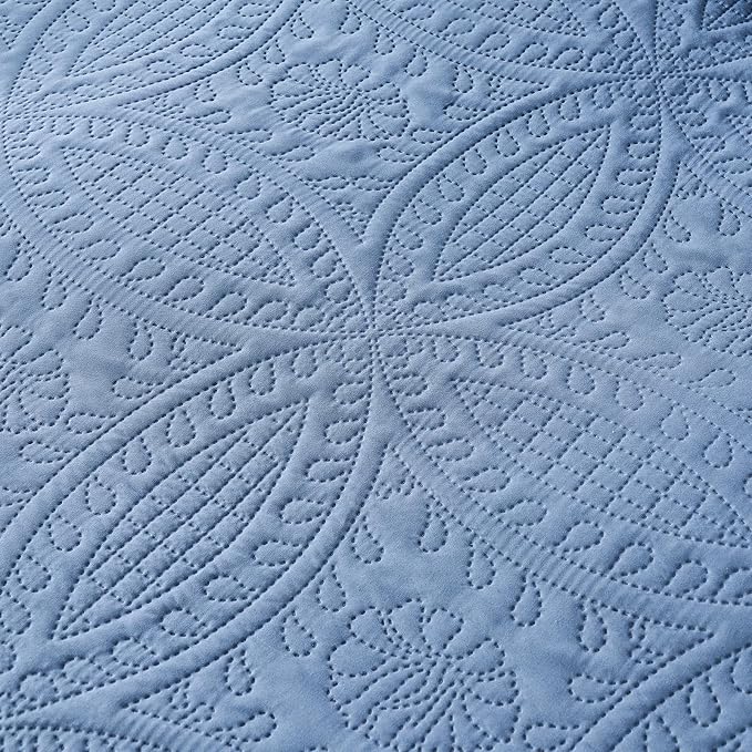 Akkialla King Quilt Bedding Set, Bluish Grey Ultrasonic Quilt Set, Lightweight - Image 7