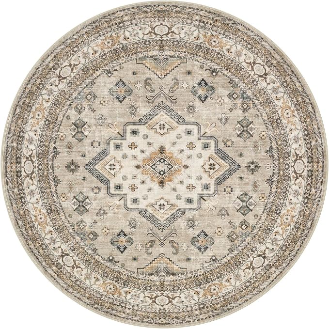 cotiled 8ft Round Living Room Area Rug, Traditional, Dining Room, and Home - Image 7