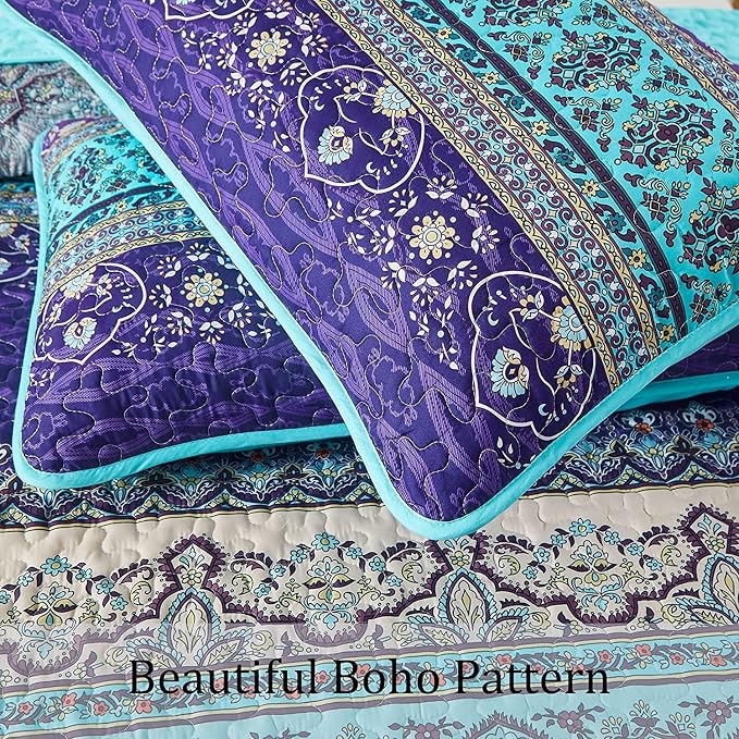 WONGS BEDDING Boho Full Quilt Bedding Set, 3 Pieces Soft Bedspread, Breathable - Image 5