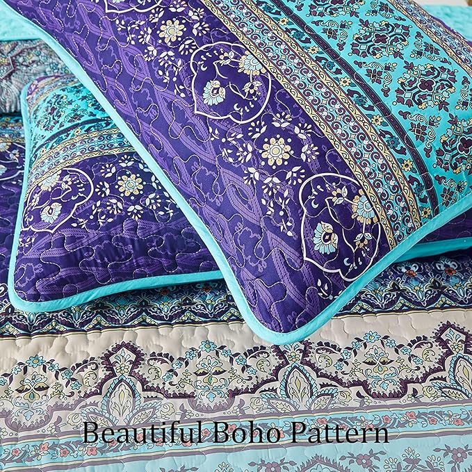 WONGS BEDDING Boho Super King Quilt Bedding Set, 3 Pieces Bedspread, Breathable - Image 5