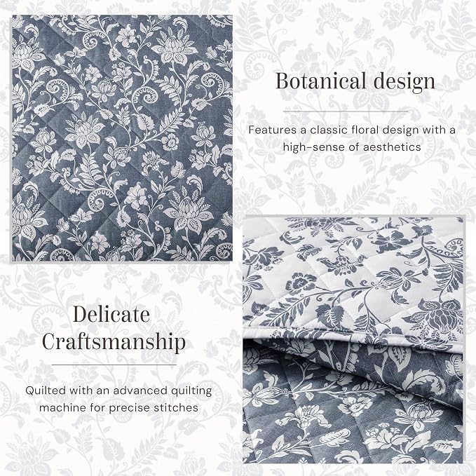 King Quilt Set-3 Pieces Soft Bedding Floral Reversible Coverlet | All Seasons - Image 4