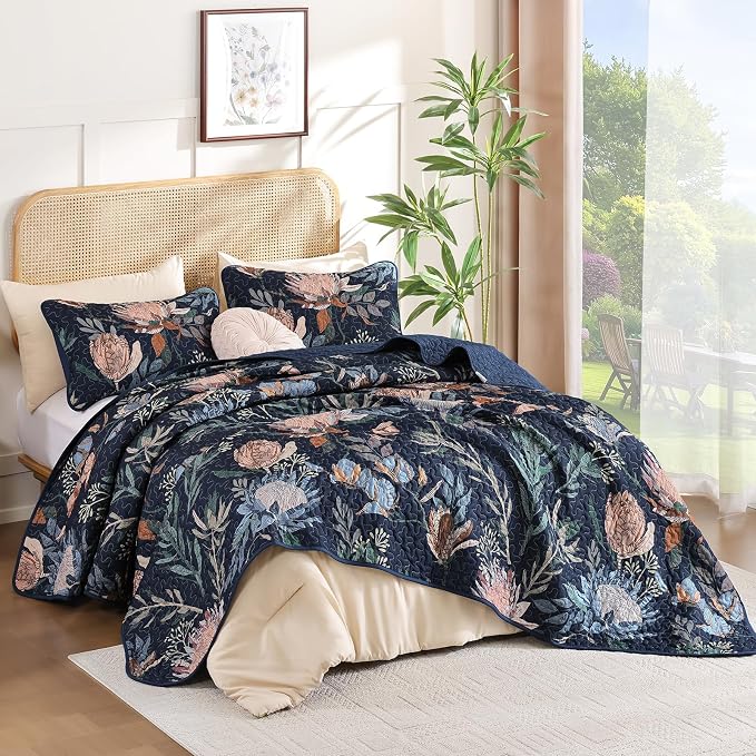 Dintszyayue Quilt King Size Navy, Soft Microfiber Lightweight Farmhouse Bed - Image 9