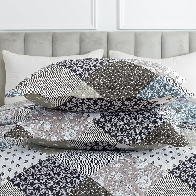 Etwel Lightweight Patchwork Queen Size Quilt Set - Image 7
