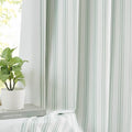 ZJDECOR Short Cotton Blend Green White Striped Blackout Curtains 63 Inch | by ZJDECOR