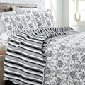 Cozy Line Home Fashions French Medallion Black White Grey Rose Flower Pattern by CozyLineHomeFashions