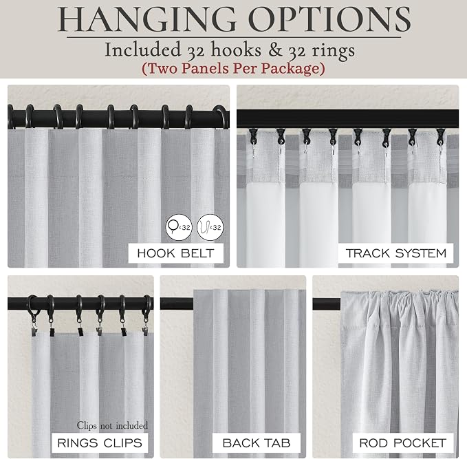 Light Grey 100% Blackout Curtains 54 Inches Long 2 Panels Set, Short Linen Heat - Image 3