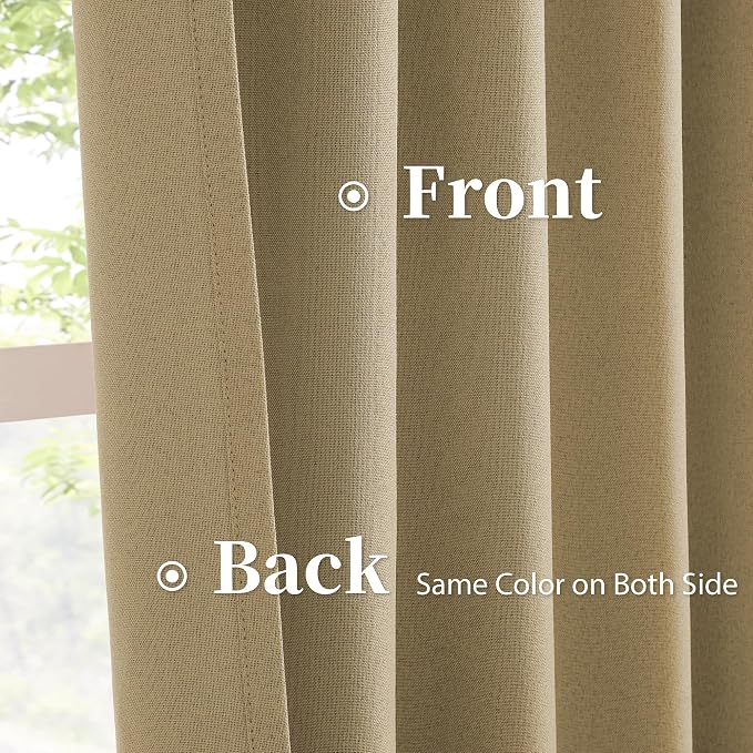 Burlap/Camel Linen Curtains Natural Back Tab Rod Pocket Short Curtain Panels - Image 4
