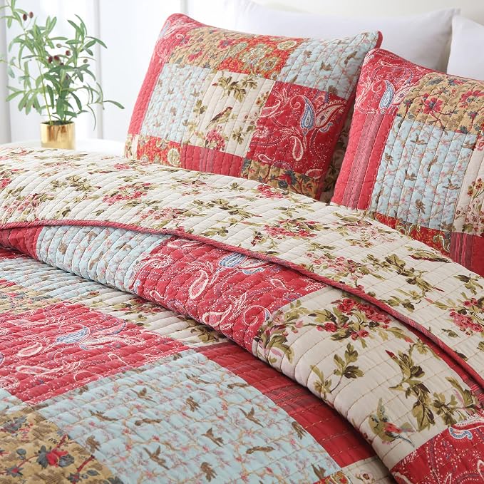 Secgo King Size Comforter Set- 100% Cotton Quilt King Size Set, Sage bedspreads - Image 2