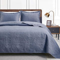 Love's cabin Oversized King Size Quilt Bedding Set Bluish Grey Bedspreads by Lovescabin