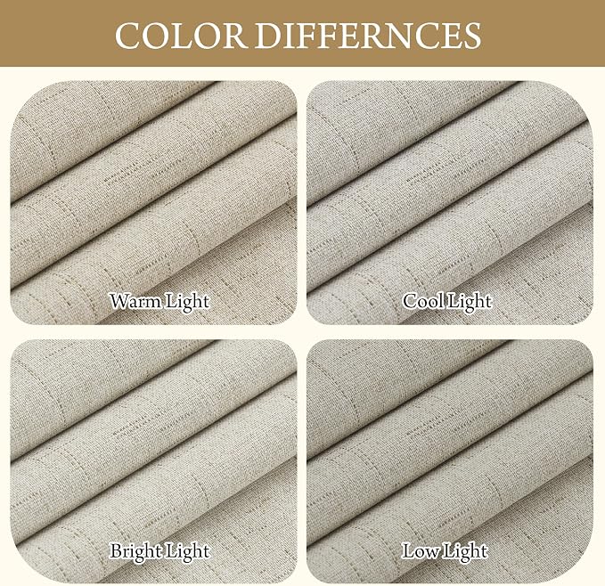RYB HOME Blackout Curtains 108 inches Long, Thermal Insulated Natural Linen - Image 5