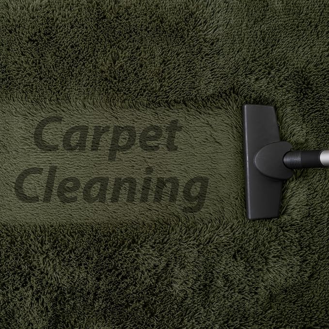 Goideal Fluffy Bedroom Rug, Small Oval Area Rugs, Olive Green Shag Bedside - Image 7