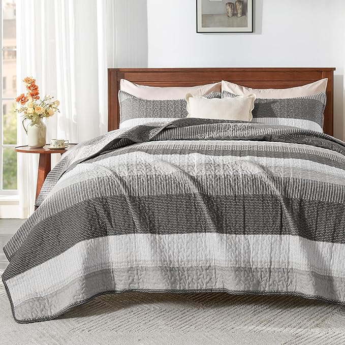 King Size Quilt Set Dark Grey by Andency