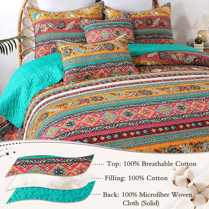 VAPUTAR 100% Cotton Face Quilt King Size, Exquisite King Quilt Bedding Set | - Image 4
