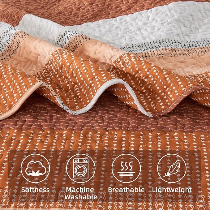 King Size Quilt Set Orange - Image 5