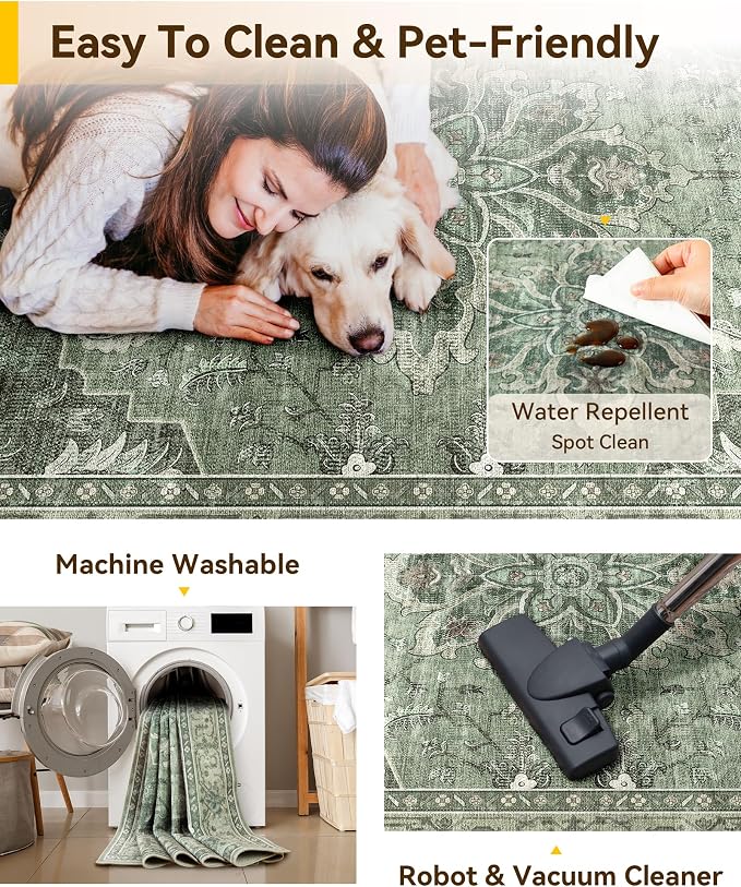 RELEANY Washable Area Rug, Runner 3'x12', Water Repellent, Pet Friendly - Image 5