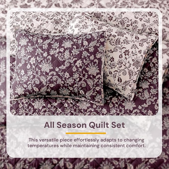 Twin/Twin XL Quilt Set-2 Pieces Soft Bedding Floral Reversible Coverlet | All - Image 6