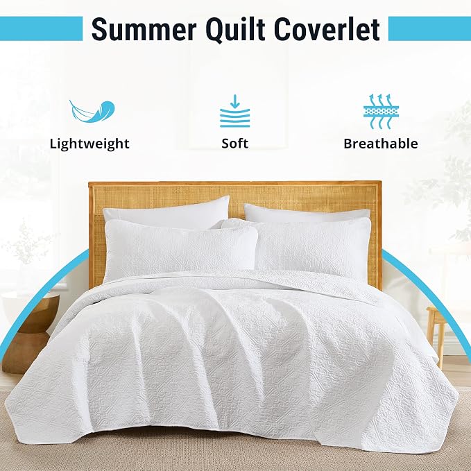 HLC.ME Lorenzo - Soft Bed Summer King Size Comforter Quilt Set, Lightweight - Image 2