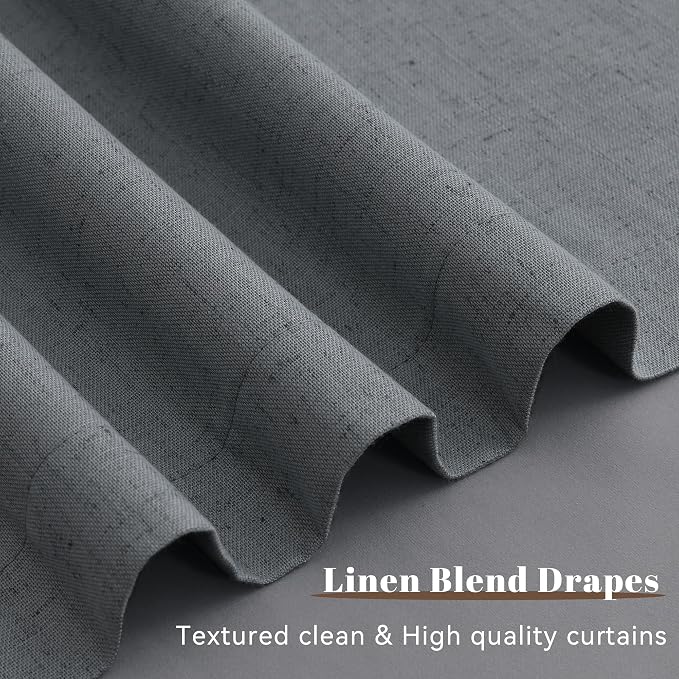 Grey Linen 100% Blackout Curtains - Image 4