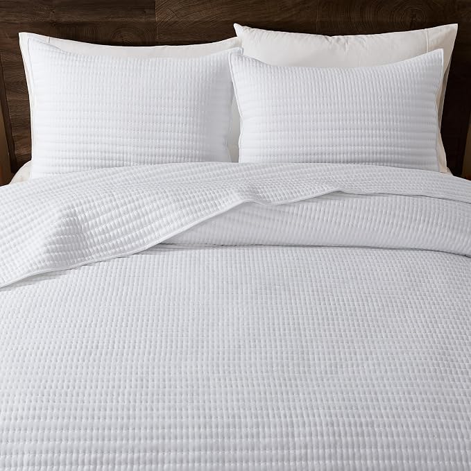 WDCOZY Queen Size Pick Stitch Quilt Set, 3 Pieces 90x90 inches, Channel by WDCOZY