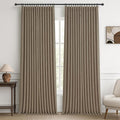 Extra Long 104 Inch Natural Linen Blackout Curtains by PleatedDrapes