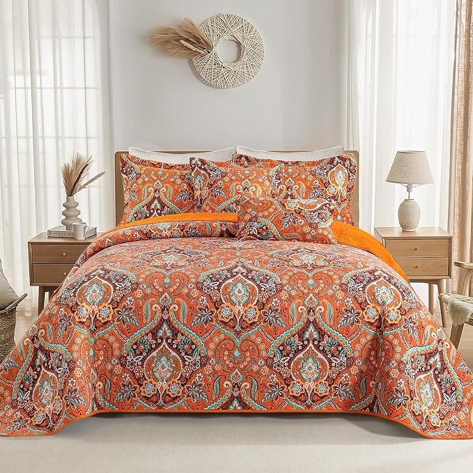VAPUTAR 100% Cotton Face Quilt King Size, Bohemian King Quilt Bedding Set | by VAPUTAR