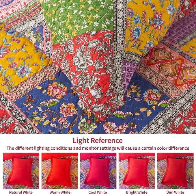 VAPUTAR 100% Cotton Face Quilt Queen Size Set, Quilted Bedspread Coverlet | 3 - Image 5
