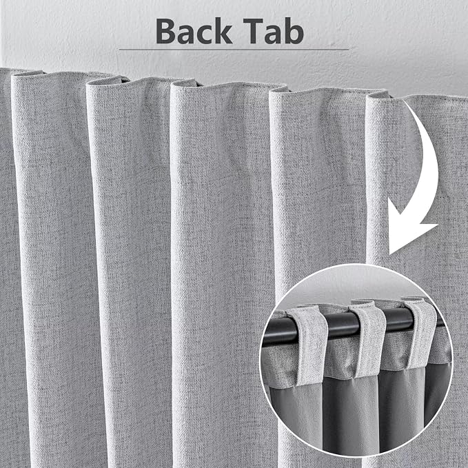 100% Blackout Curtains 108 inch Length 1 Panel Faux Linen Long Drapes - Image 2